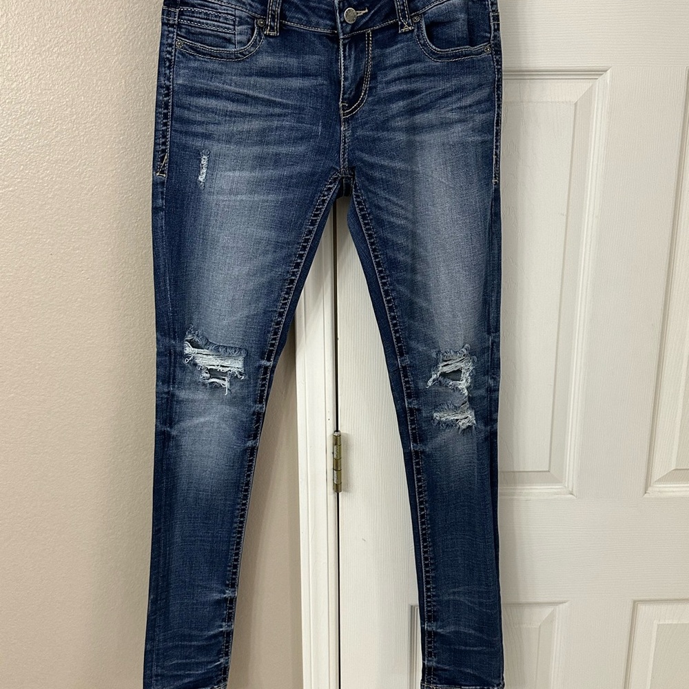 Buckle Dark Blue Distressed Skinny Jeans